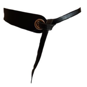 New Black Wide Vegan Leather Belt Wrap Self Tie Cinch Waist Women Belt 18 20 NWT